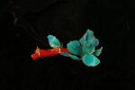 Red Coral with diverse Lotus brooch