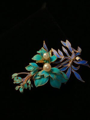 lotus with red heart brooch