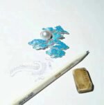 Night Sky Bright Moon Pearl brooch