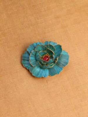 Blooming Red Heart Lotus brooch