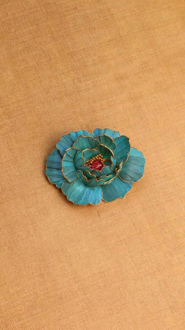 Blooming Red Heart Lotus brooch