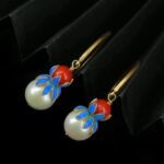 blue and red pearl earring