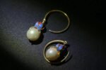 blue and red pearl earring