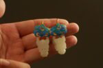 White jade flower basket earrings