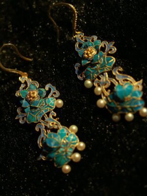 blue Flower basket earring