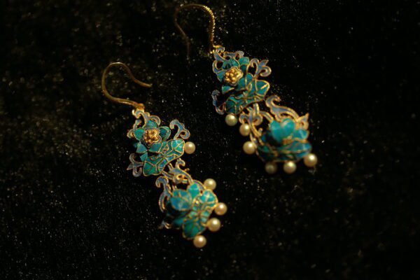 blue Flower basket earring