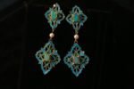 blue and green Flower earring